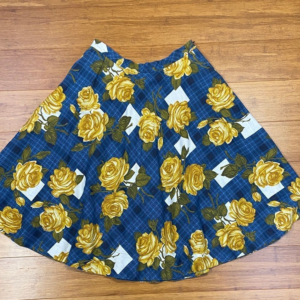Odille Floral Blue and Yellow Full Skirt size 8